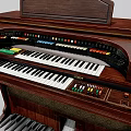 Vintage Wooden Organ With Multiple Keyboards Pedals And Classic Retro Design