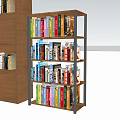 Large Brown Wooden Bookcase With Multiple Compartments Filled With White Books