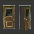 Vintage Wooden Doors With Glass Panels In Closed And Open States