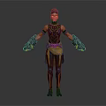 Vibrant Tribal Game Movie Character With Yellow Apron And Armored Gloves Design