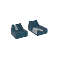 Two Blue Upholstered Casual Chairs With White Blankets In Modern Design
