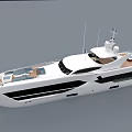 Luxury Modern White Yacht With Spacious Deck And Upper Structure Design 3d model