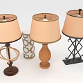 Stylish Table Lamps With Beige Lampshades And Woven Wooden Metal Bases