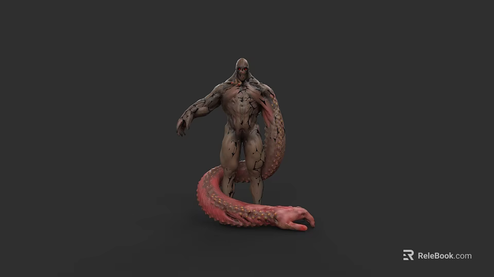 Muscular Man With Snake Lower Body And Red Brown Texture 3d model 