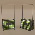 Two Black Wheeled Playground Ball Baskets Filled With Yellow Balls For Kids