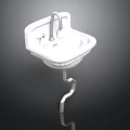 Modern White Bathroom Basin With Chrome Faucet And Metal Stand