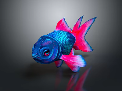 Vibrant Blue And Pink Tropical Fish With Colorful Fins Tail And Body 3d model