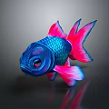 Vibrant Blue And Pink Tropical Fish With Colorful Fins Tail And Body