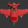 Red Cartoon Style Passenger Plane Model Featuring Transparent Cockpit And Short Wings