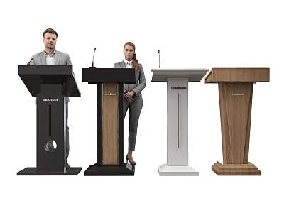 Modular Podiums With Different Designs And Black Wooden White Colors Two People Standing 3d model