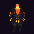 Mythical Horned Character And Fiery Creature With Glowing Lava Veins And Muscular Build