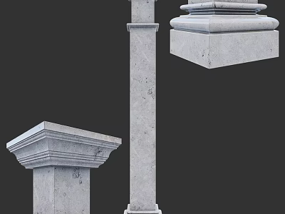 Textured Architectural Stone Columns Featuring Base Shaft And Capital Details 3d model