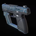 Futuristic Sci Fi Pistol With Blue Black Design And Detailed Modern Components