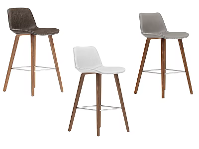 Bar Bar Stools With Modern Design Brown White And Gray Wooden Legs 3d model