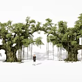 Banyan tree, ancient tree, towering tree, landscape tree 3d model