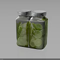 Refreshing Lime And Mint Infused Green Liquid In Glass Jars With Silver Lids