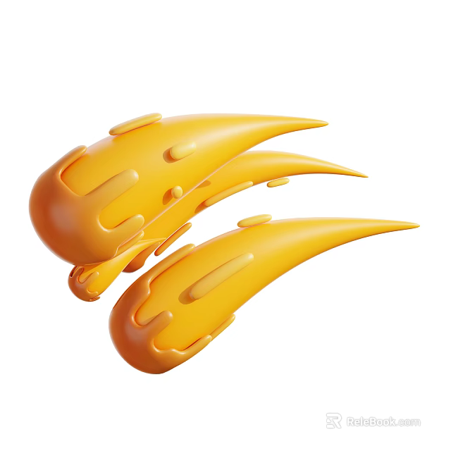 Yellow Abstract Streamlined Decorative Ornament Set Featuring Curved Shapes And Protruding Dots 3d model 