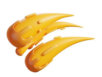 Yellow Abstract Streamlined Decorative Ornament Set Featuring Curved Shapes And Protruding Dots 3d model