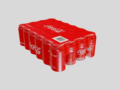 Coca Cola Red Packaging With 24 Cans Of Refreshing Carbonated Soft Drink 3d model