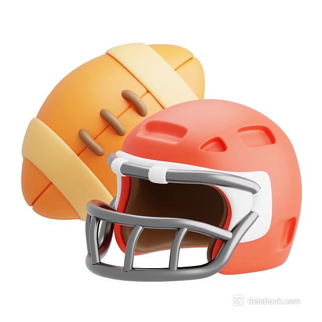 High Quality Orange Football Helmet And Yellow Stripe Football Sports Equipment For Training 3d model 