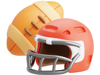 High Quality Orange Football Helmet And Yellow Stripe Football Sports Equipment For Training 3d model