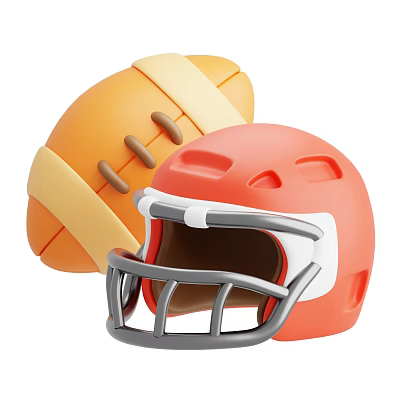 High Quality Orange Football Helmet And Yellow Stripe Football Sports Equipment For Training 3d model