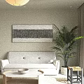 Modern Hotel Room with Large Window Mountain View Beige Curtains and Potted Plant