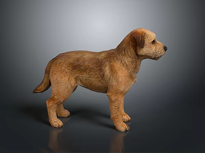 Lifelike Brown Dog Sculpture in Standing Pose with Detailed Features on Gray Background 3d model