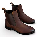 Brown Leather Chelsea Boots With Black Elastic Side Panels And Classic Design