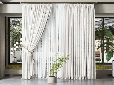 Modern Curtain Fabric Curtain 3d model