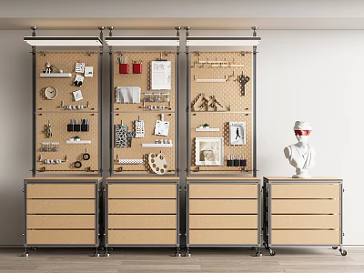 Modern aluminum profile storage rack hole board shelf display rack decorative rack optical axis 3d model