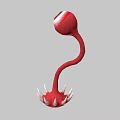 Red Creature With Single Eye Curved Body And Spiked Base Design 3d model