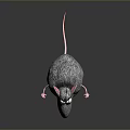 Cute Cartoon Gray Rat Plush Toy With Big Eyes Pink Ears And Paws