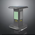Elegant Modern Information Kiosk With Green Display Screen And Sturdy Base Platform