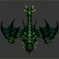 Green Scaled Dragon Game and Movie Character With Mythical Wings and Sharp Claws