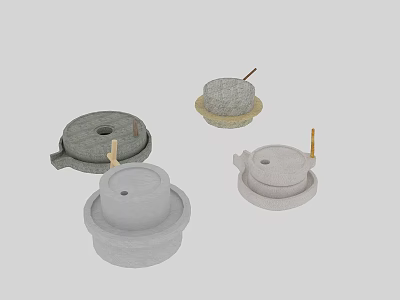 Decorative Stone Garden Ornaments With Round Bases And Handle Details For Outdoor Use 3d model