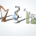 Artistic Musical Instrument Sculptures Displaying Cello Harp Electric Guitar and Music Notes