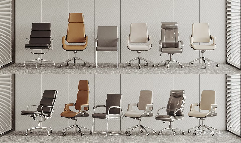 Modern Office Chair Collection With Multiple Colors Sleek Design Adjustable Features And Wheels 3d model 