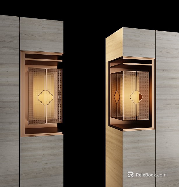 Modern Wall Sconce Design With Wooden Frame And Glass Shade For Interior Decor 3d model 
