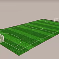 Standard Soccer Field With Green Grass And White Markings Including Center Circle
