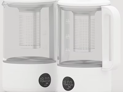 White Electric Cookers With Glass Body Digital Display Time And Temperature Settings 3d model