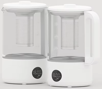 White Electric Cookers With Glass Body Digital Display Time And Temperature Settings 3d model
