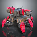Futuristic Mechanical Weapon With Red And Black Design And Multiple Legged Structure 3d model