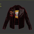 Stylish Black Leather Jacket With Colorful Badges And Yellow Lining