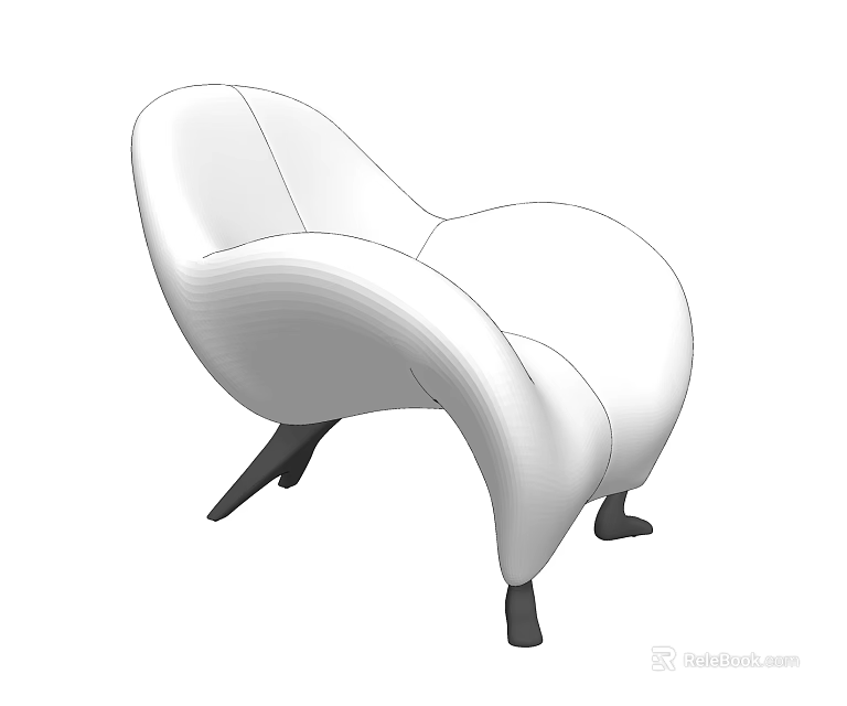 Modern White Lounge Chair With Sleek Design And Black Legs For Comfortable Relaxation 3d model 