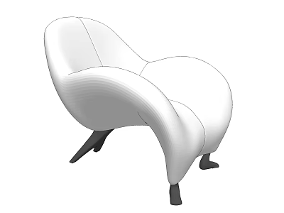 Modern White Lounge Chair With Sleek Design And Black Legs For Comfortable Relaxation 3d model
