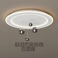 Modern Minimalist Bedroom Ceiling Light With Round Frame And Hanging Metal Balls