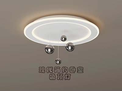 Modern Minimalist Bedroom Ceiling Light With Round Frame And Hanging Metal Balls 3d model