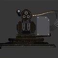 Mechanical Rotary Cannon Mechanism With Metal Barrel Rotating Base And Connecting Cable