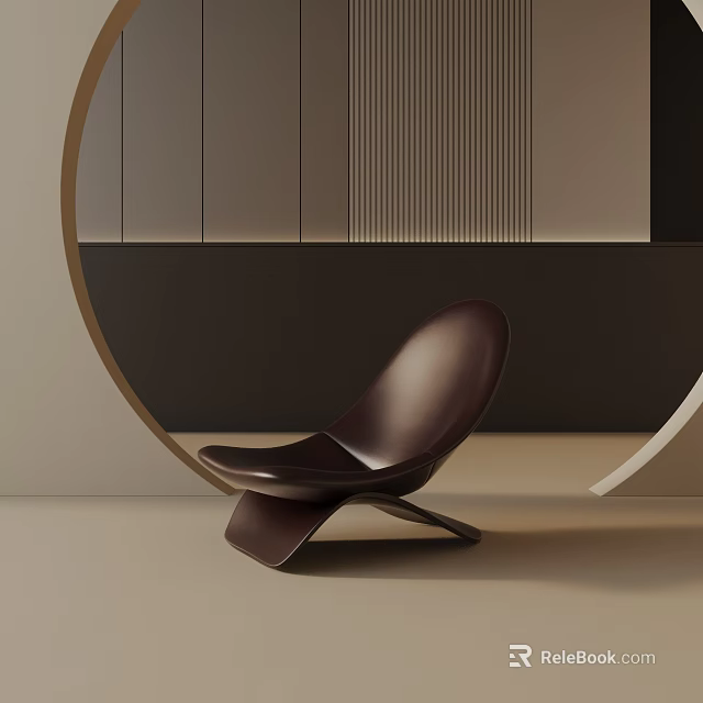Brown Egg-shaped Leisure Chair With Crossed Base And Modern Interior Background 3d model 